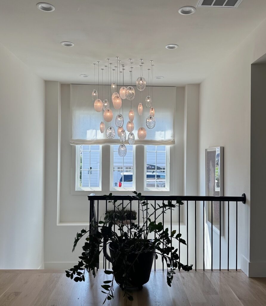 stairway chandelier installation LED lighting Aldie VA