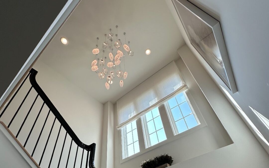 stairway chandelier installation LED lighting Aldie VA